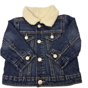 Old Navy Sherpa Lined Denim Jacket Boys Girls Toddler 6 12 Months